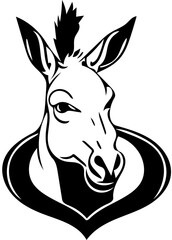 Black and white logo of a donkey, Illustration of a mule