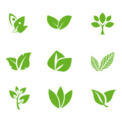 icon logo natural, herbal, organic, ecology, leaves.
