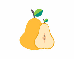 healthy and sweet pear fruit flat vector design. 