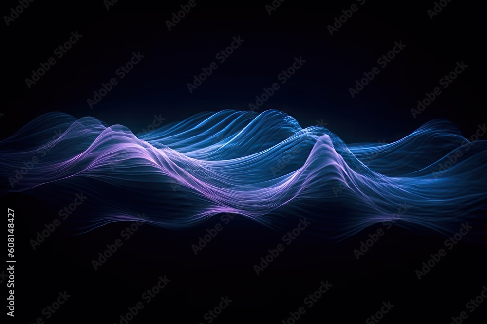 Poster abstract light and color on dark background. digital concept. generative ai illustrations