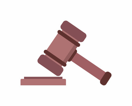 Judge Wood Hammer Flat Vector Design.