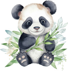 Fototapety  cute panda clipart neutral colors for kids easy drawing cute baby 
