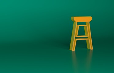 Orange Chair icon isolated on green background. Minimalism concept. 3D render illustration
