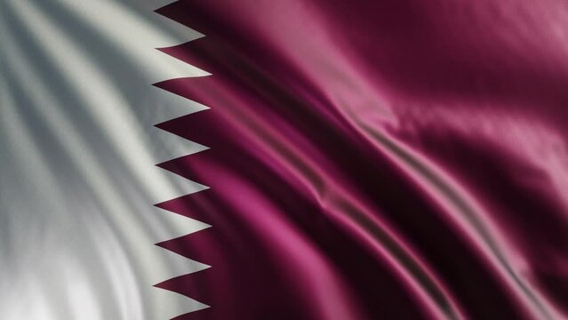 Qatar flag is waving 3D animation. Qatar  flag waving in the wind. National flag of Qatar. flag seamless loop animation. 4K
