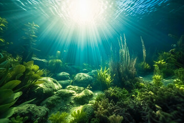 Fototapeta na wymiar Illustration of under water life. Created with Generative AI technology.