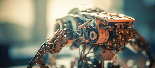 Generic industrial robotic gears close up. Created with Generative AI technology.