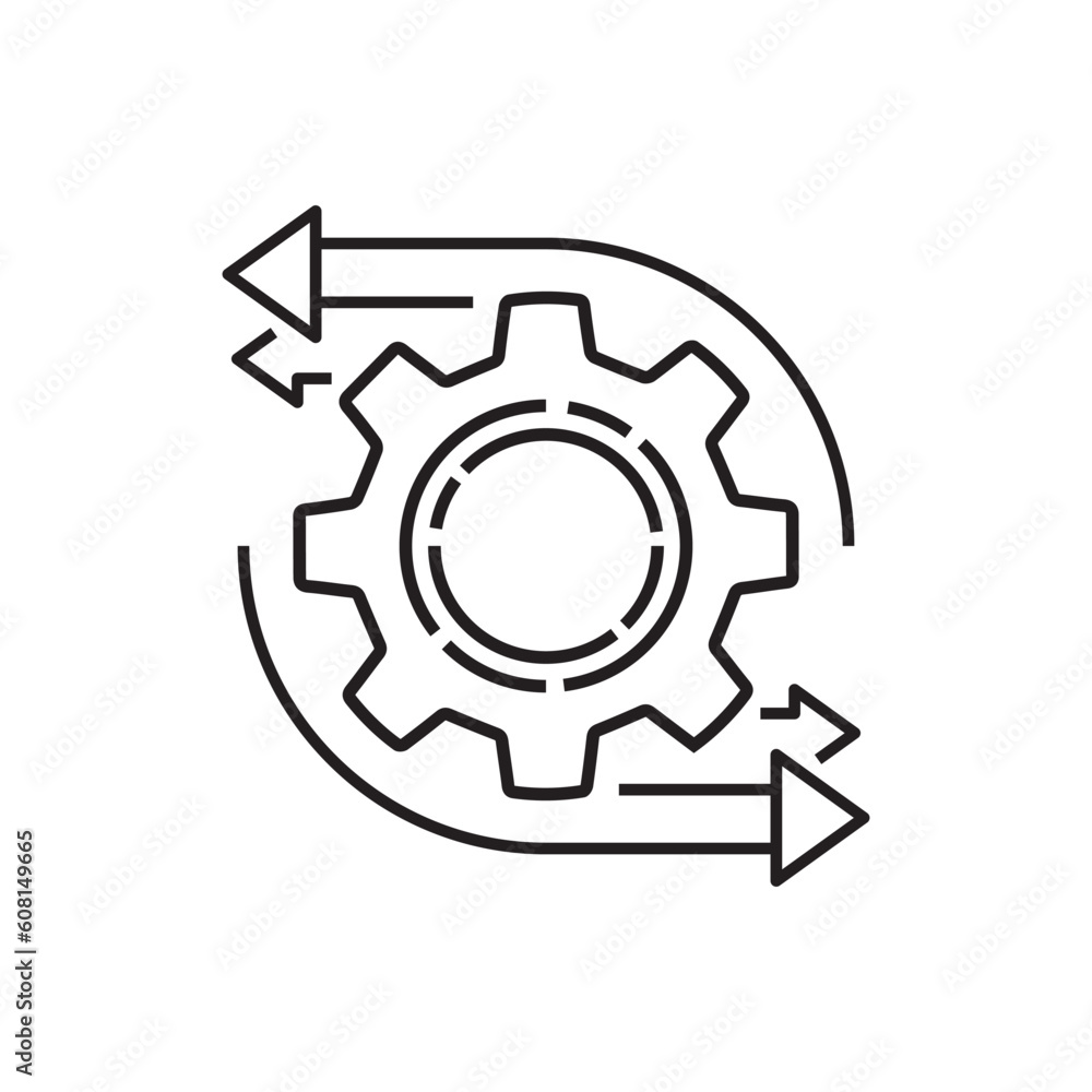 Poster easy operation process with thin line gearwheel. outline trend modern simple recycle or execute logo