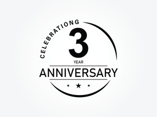 3 years anniversary. Anniversary template design concept, monochrome, design for event, invitation card, greeting card, banner, poster, flyer, book cover and print.