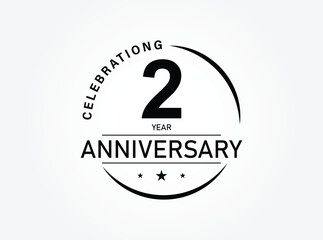 2 years anniversary. Anniversary template design concept, monochrome, design for event, invitation card, greeting card, banner, poster, flyer, book cover and print.