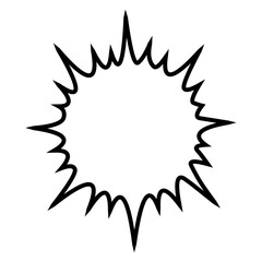 正円形の光りと爆発の吹き出しイラスト