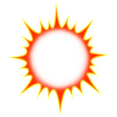 正円形の光りと爆発と太陽タイプの吹き出しイラスト