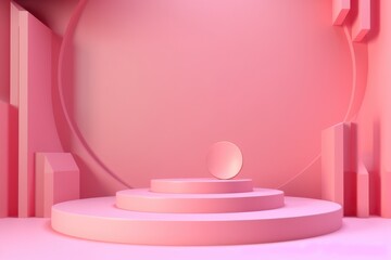 Abstract pink scene podium