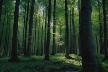 Beautiful shot of a forest with tall green trees