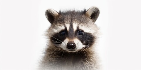 Obraz premium AI Generated. AI Generative. Photo Illustration of baby little nimal racoon face portrait cure. Graphic Art