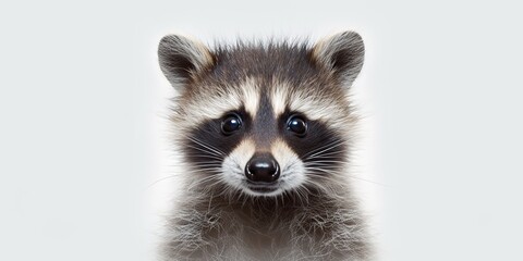 Obraz premium AI Generated. AI Generative. Photo Illustration of baby little nimal racoon face portrait cure. Graphic Art