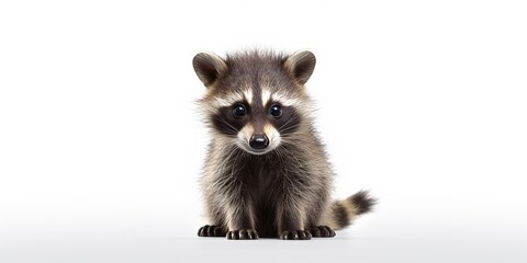 Obraz premium AI Generated. AI Generative. Photo Illustration of baby little nimal racoon face portrait cure. Graphic Art