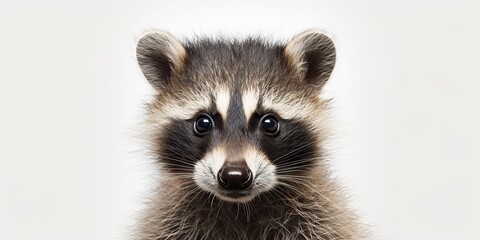 Obraz premium AI Generated. AI Generative. Photo Illustration of baby little nimal racoon face portrait cure. Graphic Art