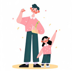 Obraz premium Father and child together. Illustration style. Generative ai