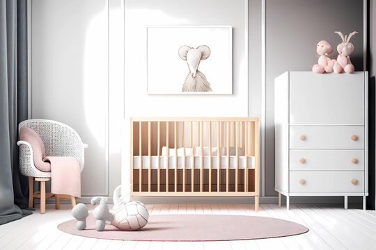 Modern baby room mockup interior design. Generative ai.