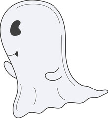 Cute ghost character isolated on transparent background.