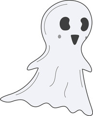 Cute ghost character isolated on transparent background.