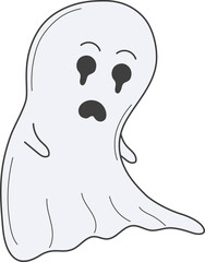 Cute ghost character isolated on transparent background.
