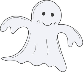 Cute ghost character isolated on transparent background.