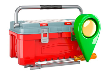 Toolbox with map pointer, 3D rendering