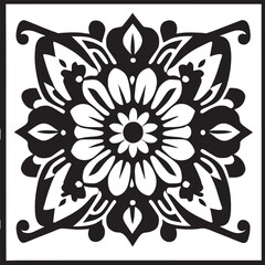 flower design black and white