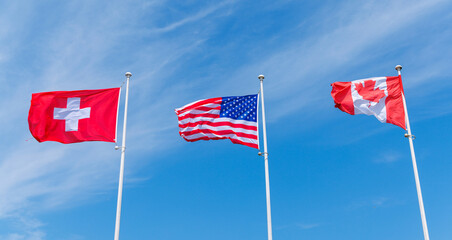 national flag - canada,  america,  switzerland