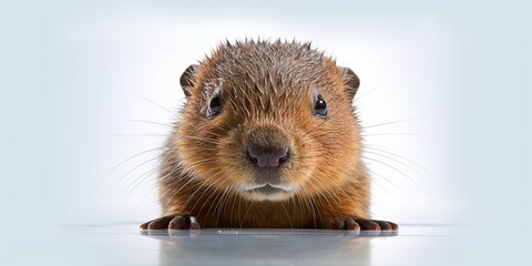 AI Generated. AI Generative. Photo Illustration of baby little beaver portrait face animal. Graphic Art - obrazy, fototapety, plakaty