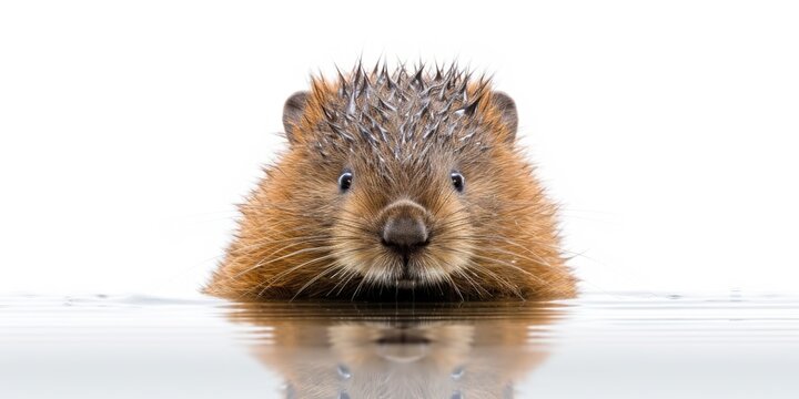 AI Generated. AI Generative. Photo Illustration of baby little beaver portrait face animal. Graphic Art