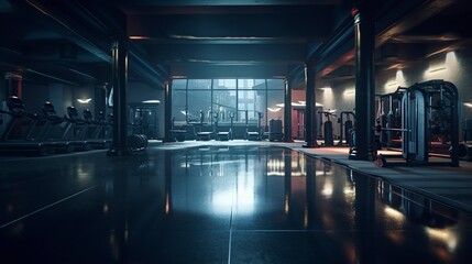 GYM Interior, Generative AI, Illustration