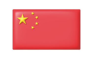Chinese 3d flag on white background. Realistic chinese flag for banner design. Vector illustration