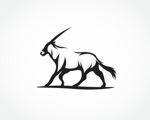 silhouette walking oryx logo design template illustration inspiration