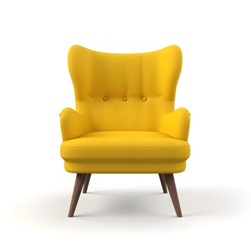 Yellow modern chair isolated on white background, AI generated