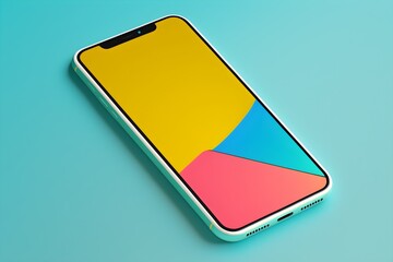 Bright colorful phone mockup, empty template, AI generated
