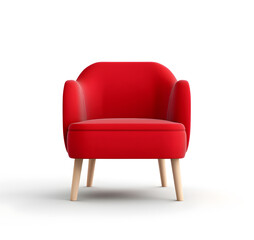 Fototapeta premium Red chair on white background, AI generated