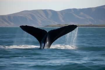 whale tail on the water surface, AI generated
