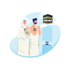 Islamic pilgrimage intention and ihram flat illustration
