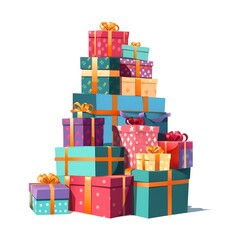 a huge mountain of New Year's gifts, AI generated