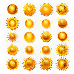 Set of different sun shine, rich yellow color, perfect for you art work.