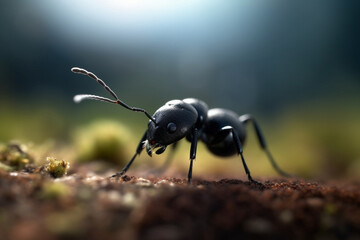 Generative AI.
a black ant in the sand