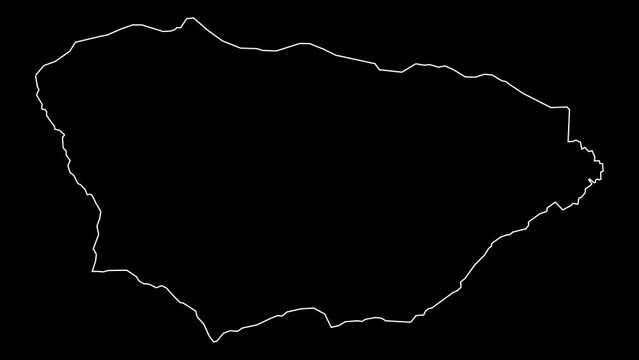 Saint Denis district map of Reunion outline animation
