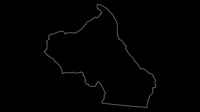 Saint Benoit district map of Reunion outline animation