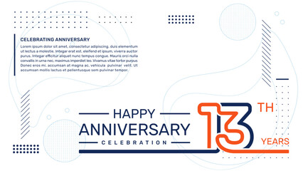 13th anniversary template design with abstract background, vector template
