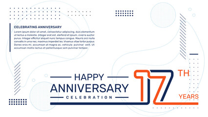 17th anniversary template design with abstract background, vector template