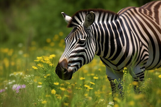 Generative AI.
a zebra in a flower meadow
