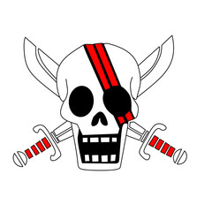 Vector logo of skull with wound and sword