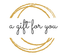 Fototapeta premium A gift for you - modern gift card template with calligraphic inscription and font. Voucher or gift card design for a friends, shops, beauty salon, barbershop, spa. Vector typography